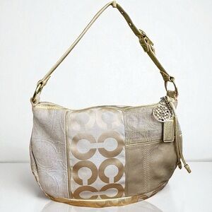 Coach Ali Patchwork Gold Embossed Shoulder Hobo Bag
